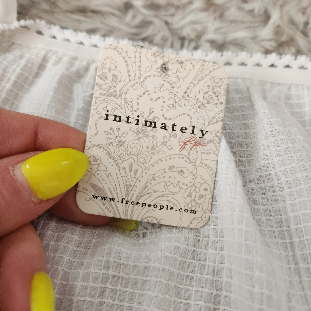 Free People Wide Awake‎ Mini Slip Dress in Ivory Women's Size Large